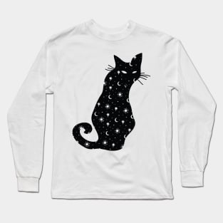 Cosmic Cat Black Long Sleeve T-Shirt